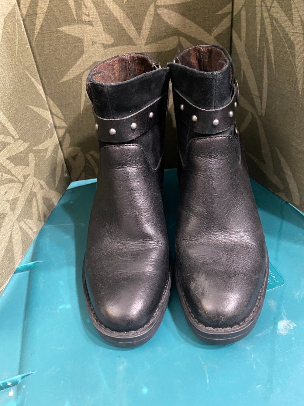 EUC~.Born "Derica" Suede & Leather Black Heeled Booties~8M